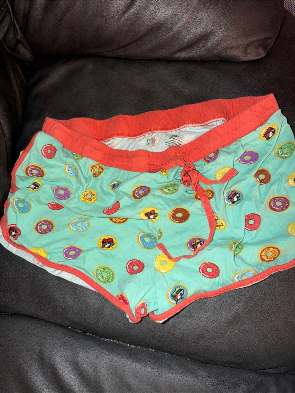 Xl buckees gas station Women’s Teal Donut Print Lounge Shorts with Coral Trim